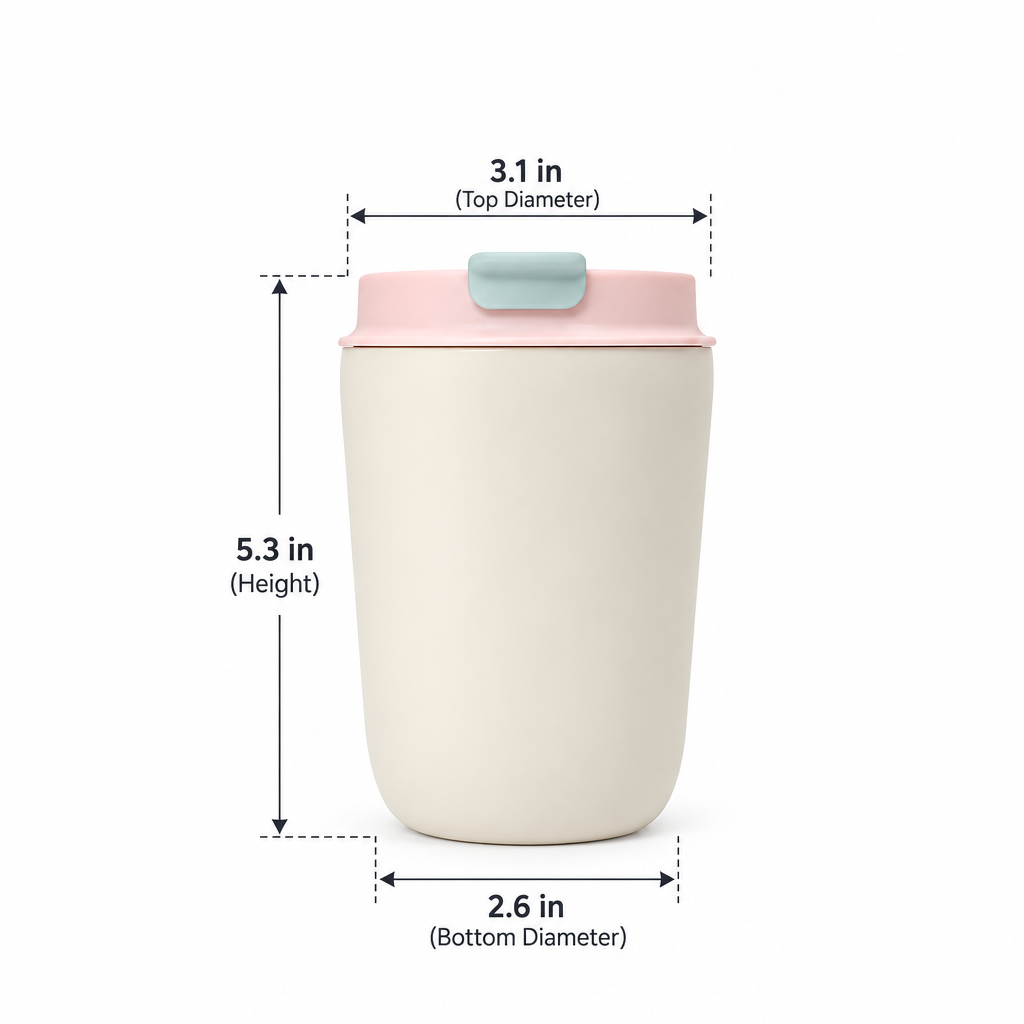 Portable Drinking Cup – Light Blue, Peach Pink & White 350ml