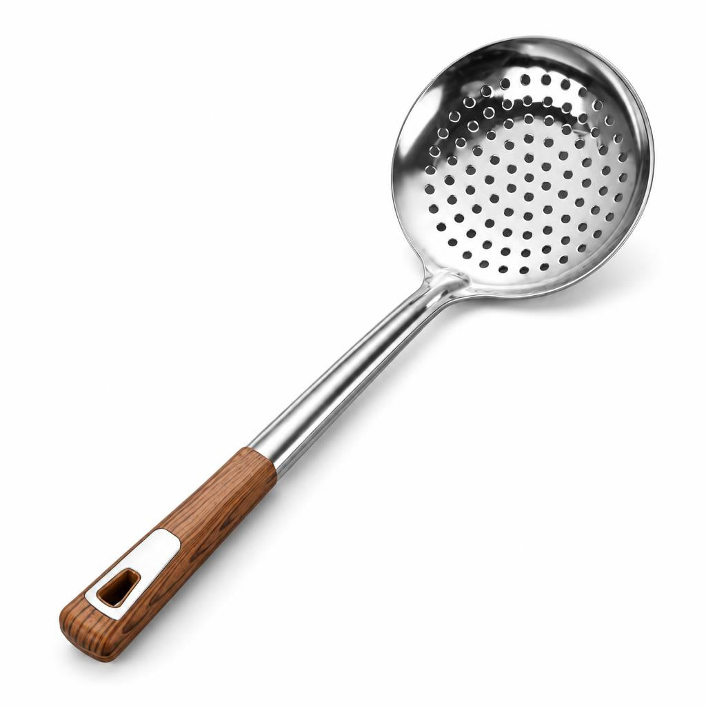 Thickened Kitchen Skimmer Spoon – Round Perforated Strainer Ladle in 14cm, 16cm & 18cm Sizes