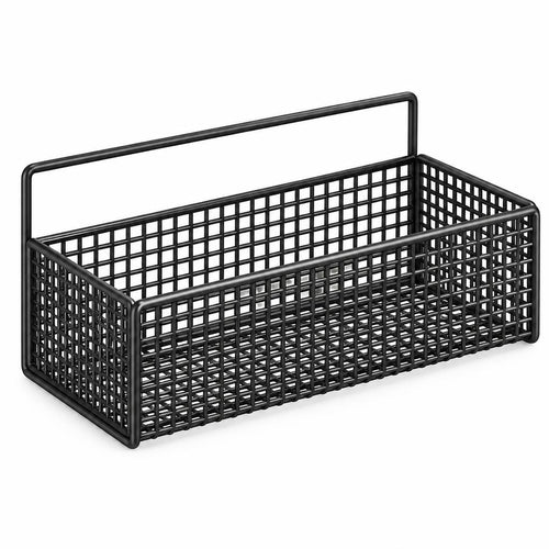 Wall-Mounted Storage Basket – Black & White Bathroom Organizer in Medium & Large Sizes