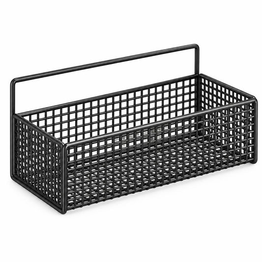 Wall-Mounted Storage Basket – Black & White Bathroom Organizer in Medium & Large Sizes