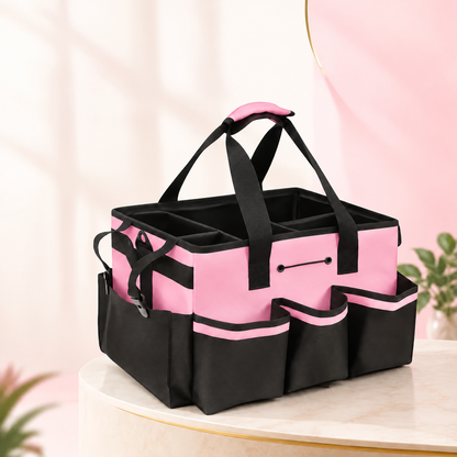Portable Storage Organizer Bag – Pink & Ivory White