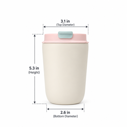 Portable Drinking Cup – Light Blue, Peach Pink & White 350ml