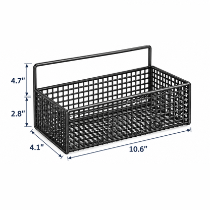 Wall-Mounted Storage Basket – Black & White Bathroom Organizer in Medium & Large Sizes